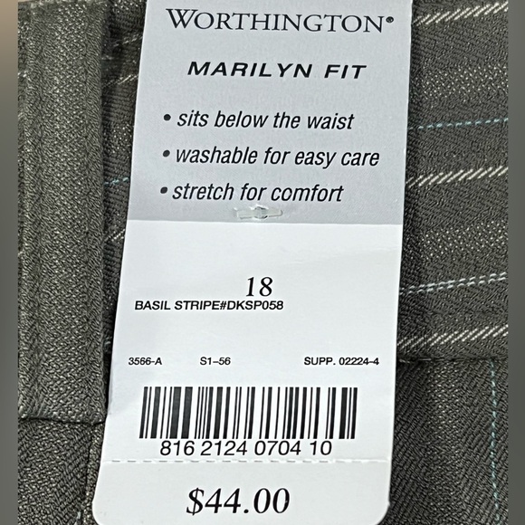 Worthington Basil Stripe Marilyn Fit Trousers Size 18 - Picture 6 of 11